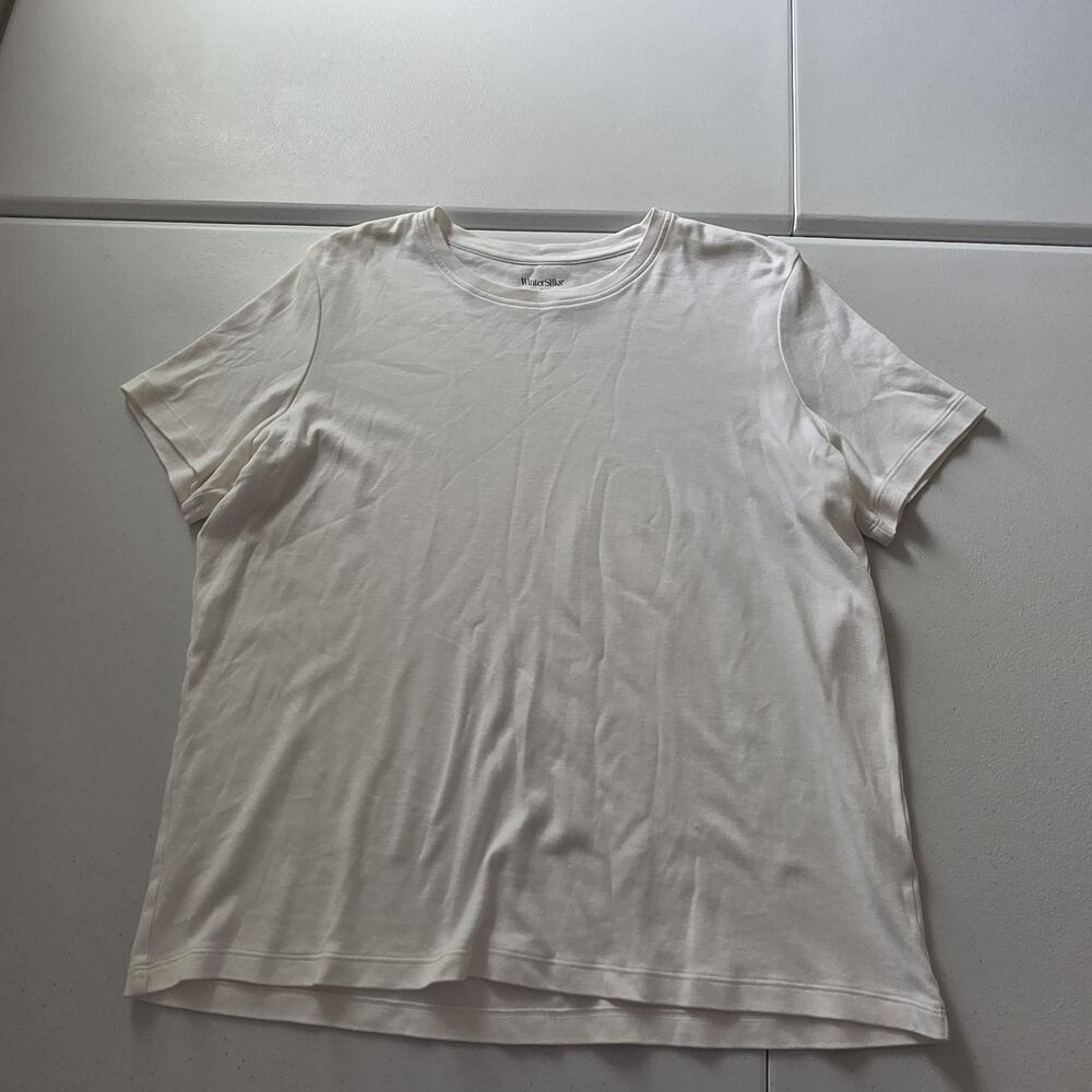 WinterSilks Shirt Mens Large White 100% Pima Cotton Short Sleeve Crewneck Tee